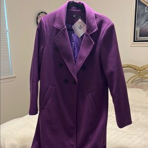 Women's Purple Double-Breasted Coat